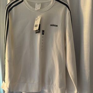 Adidas White Sweatshirt with Black Stripes